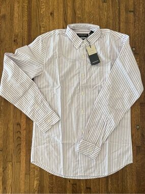 Country Road Men's Lavender-Striped Cotton Button-Down Shirt